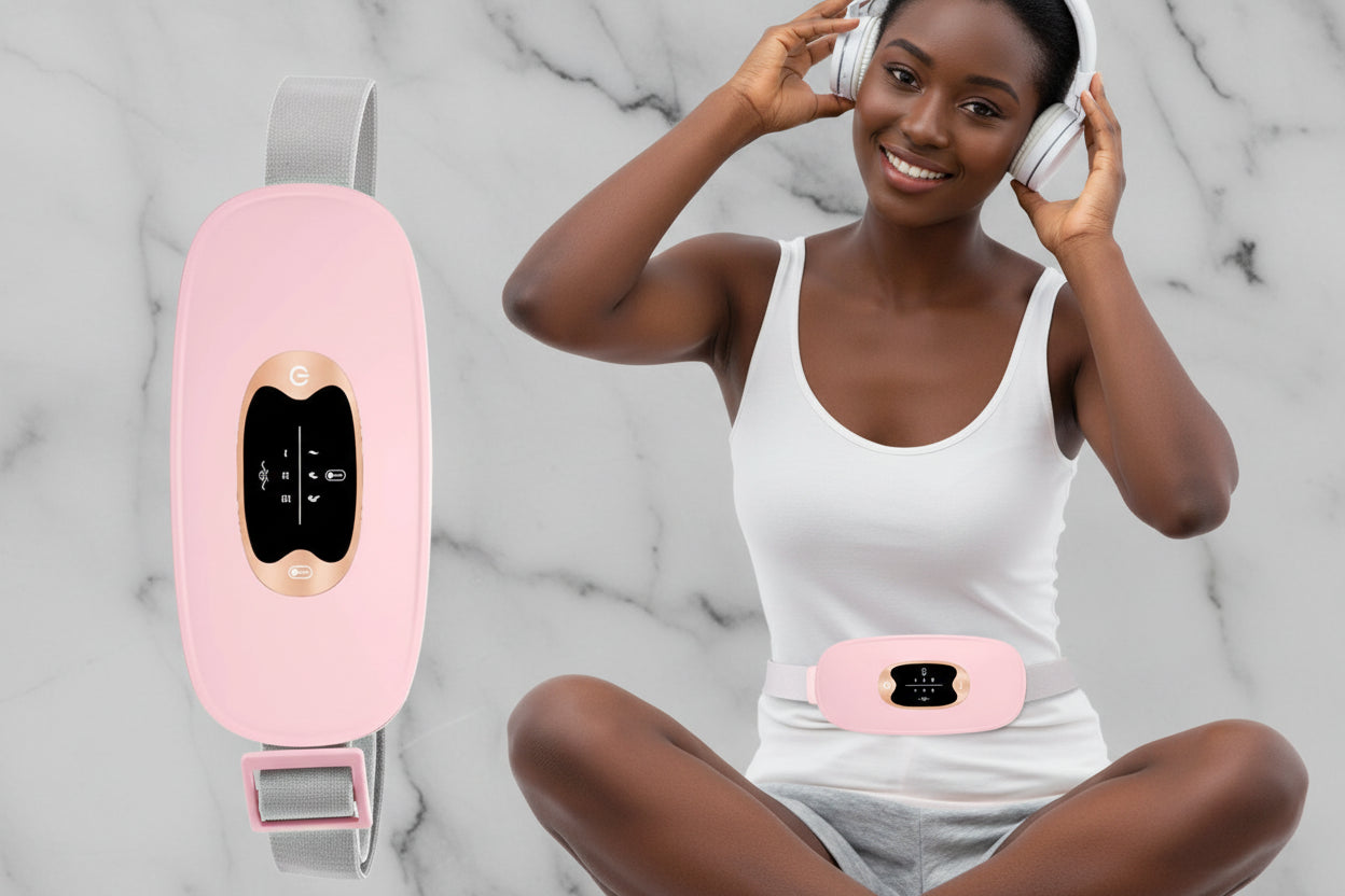 Heated Menstrual Pain Relief Belt - Vibration Therapy for Period Cramps