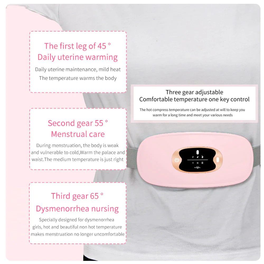 Heated Menstrual Pain Relief Belt - Vibration Therapy for Period Cramps