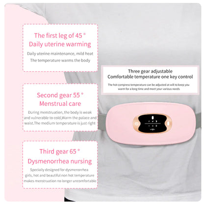 Heated Menstrual Pain Relief Belt - Vibration Therapy for Period Cramps