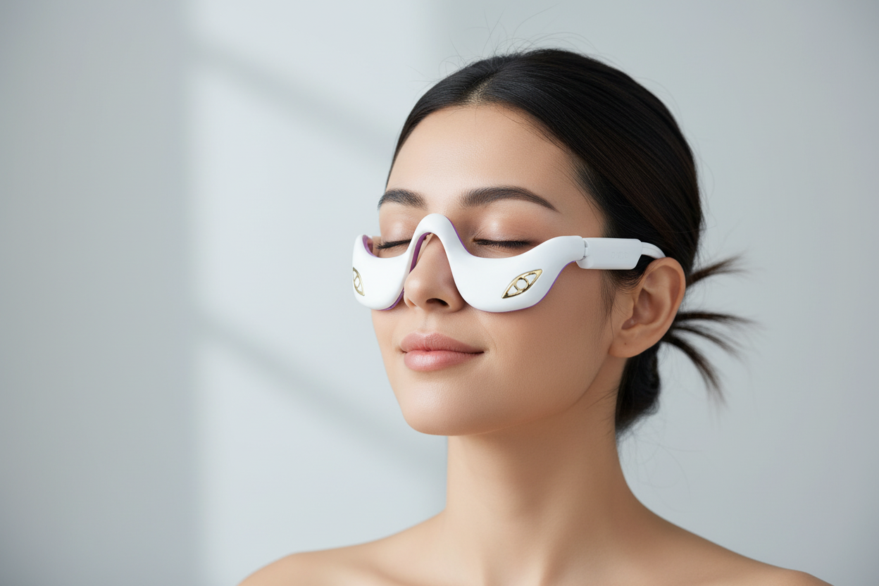 Woman Wearing Eye Device Under Eyes